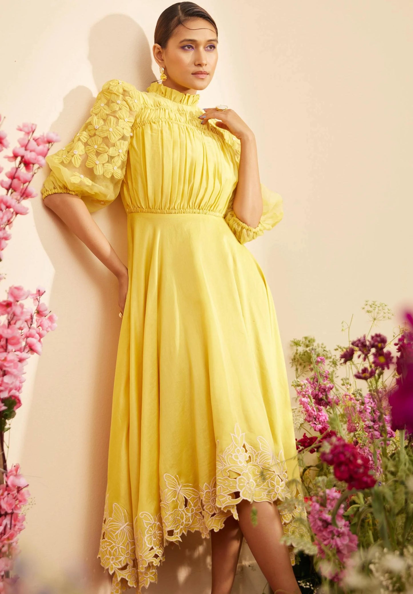 Yellow Ruched Dress