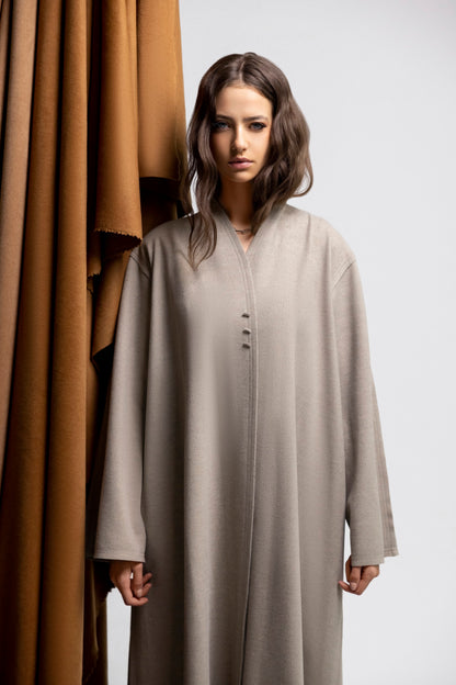 contrast stitching wool abaya