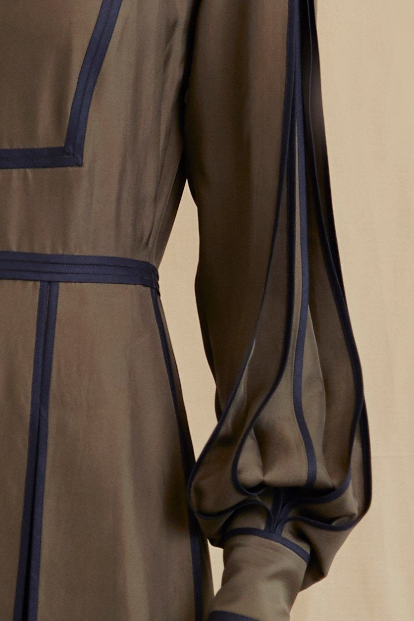 Silk Dress With Opened Pleats - Burgundy