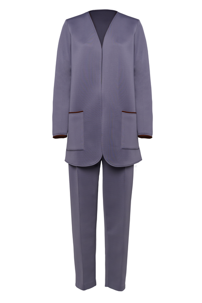 Neoprene Suit With Suede Piping