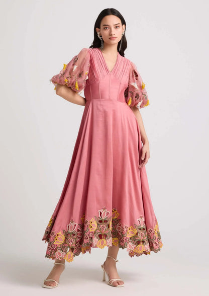Blush Floral Cutwork Corset Dress