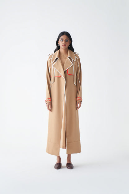 Taupe Trench with sleeves-24201L