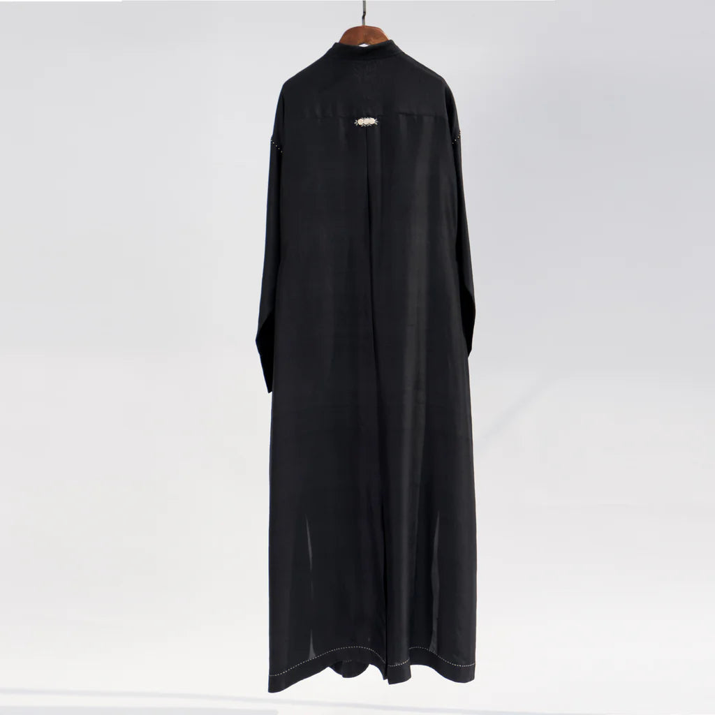 Solid Black Silk Shirt Dress